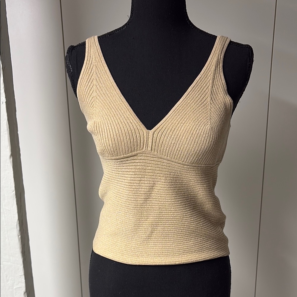 Banana Republic Cream Ribbed Fitted Tank Top